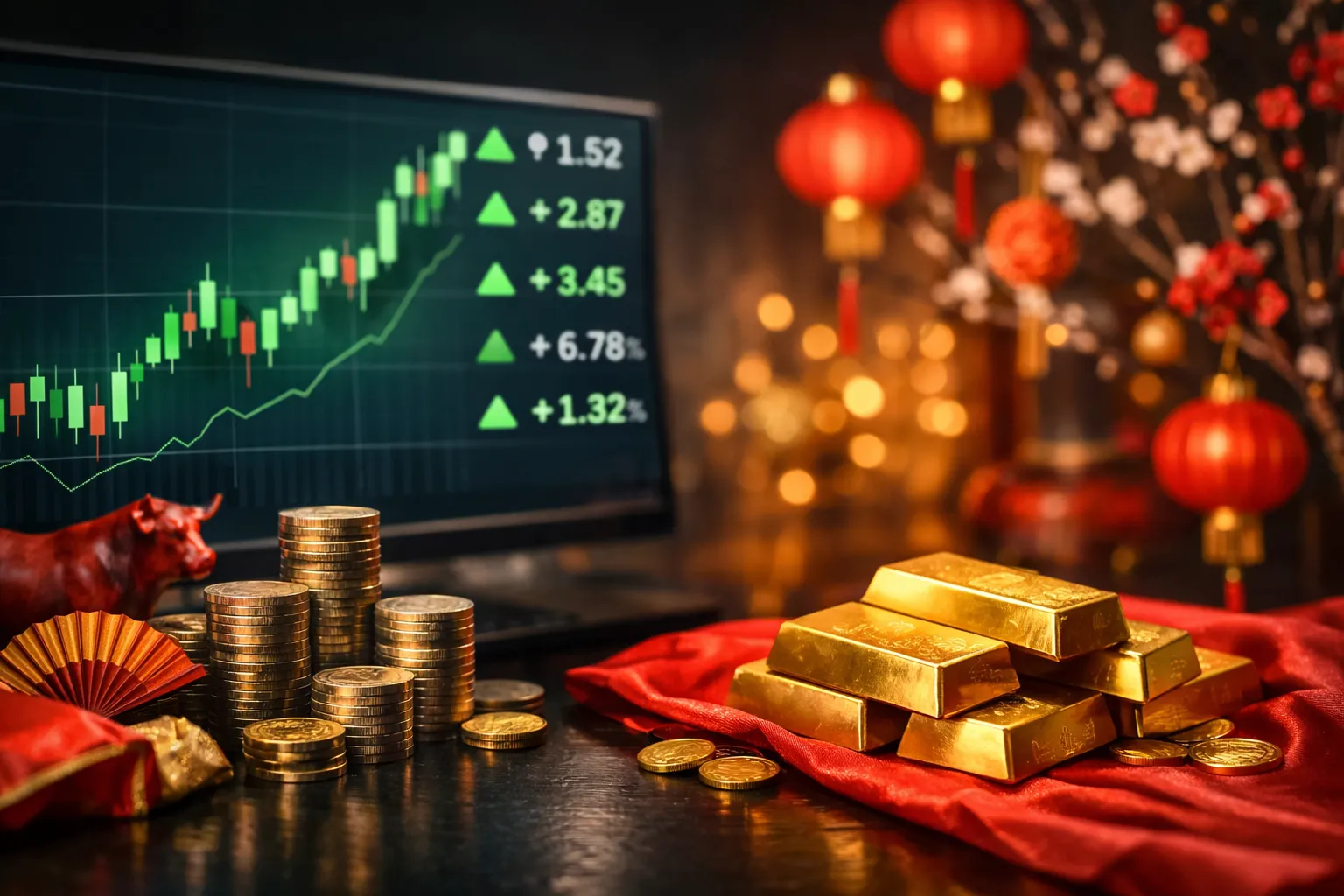 ارتفاع مؤشرات الأسهم الآسيوية وتراجع الذهب قبيل عطلة رأس السنة القمرية